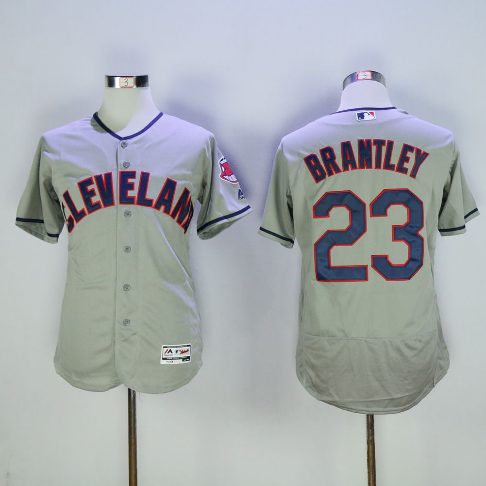 Men Cleveland Indians 23 Brantley Grey MLB Jerseys